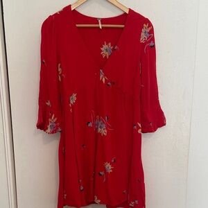 Free People Time on My Side Red Wrap Dress Small